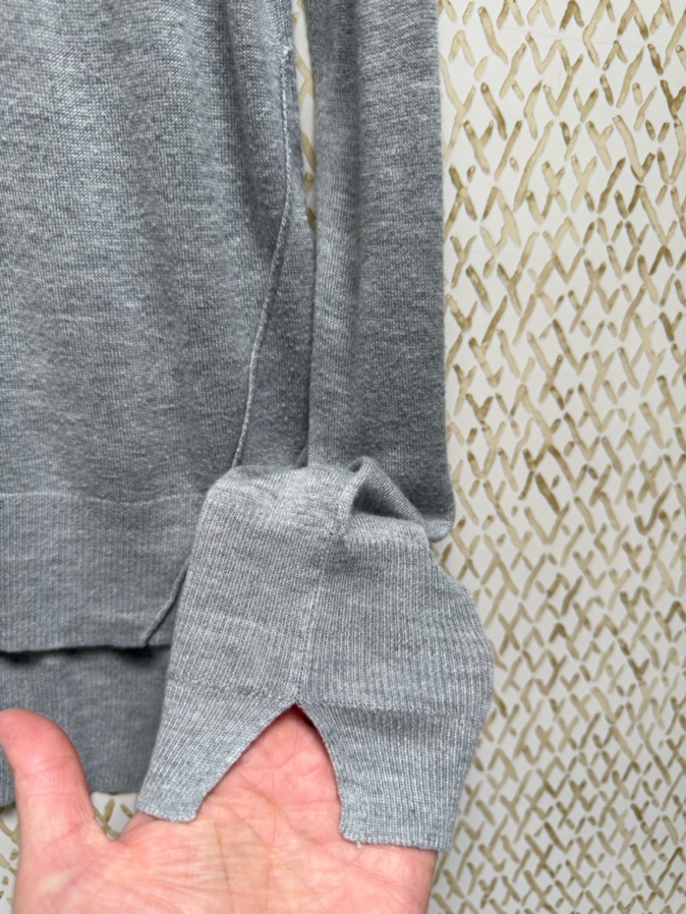Zara Knit Sweater Heather Gray Minimalist High Low Hem Pullover Size M - Picture 5 of 12